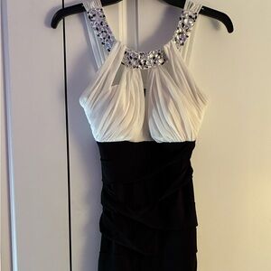 Jodi Kristopher Black and White Jeweled Mini Dress Size Small